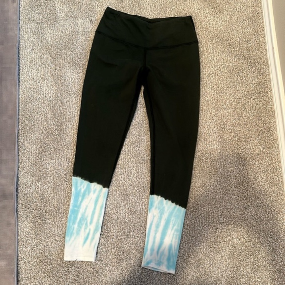 J.Jill women’s athletic leggings cotton soft stretch olive/aqua  dye size XS